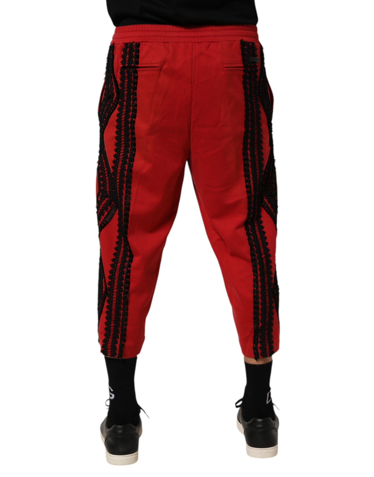 Pantalon casual court brodé rouge de Dolce &amp; Gabbana