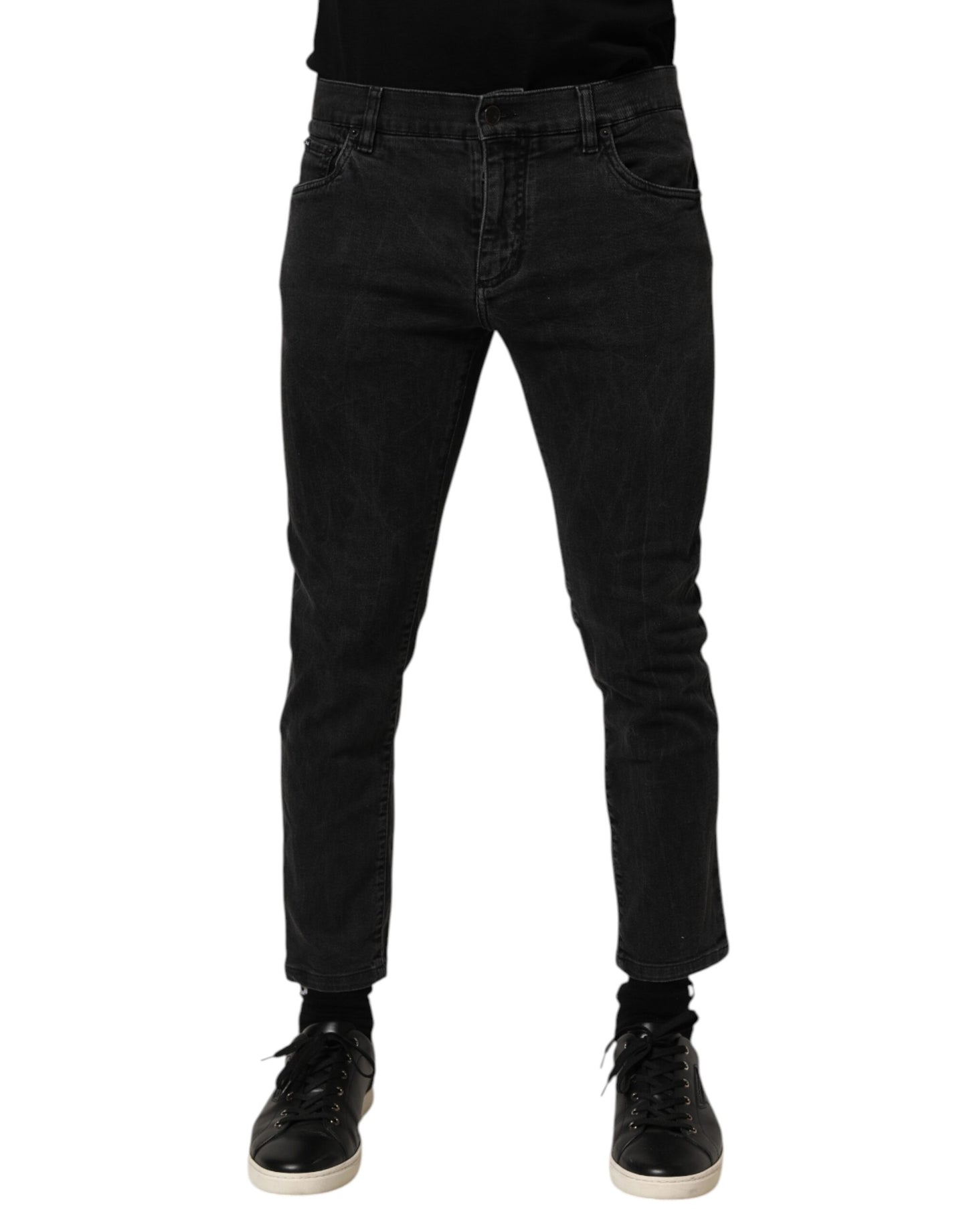 Jean-pantalon en jean extensible en coton gris foncé de Dolce &amp; Gabbana