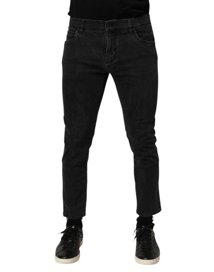 Jean-pantalon en jean extensible en coton gris foncé de Dolce &amp; Gabbana