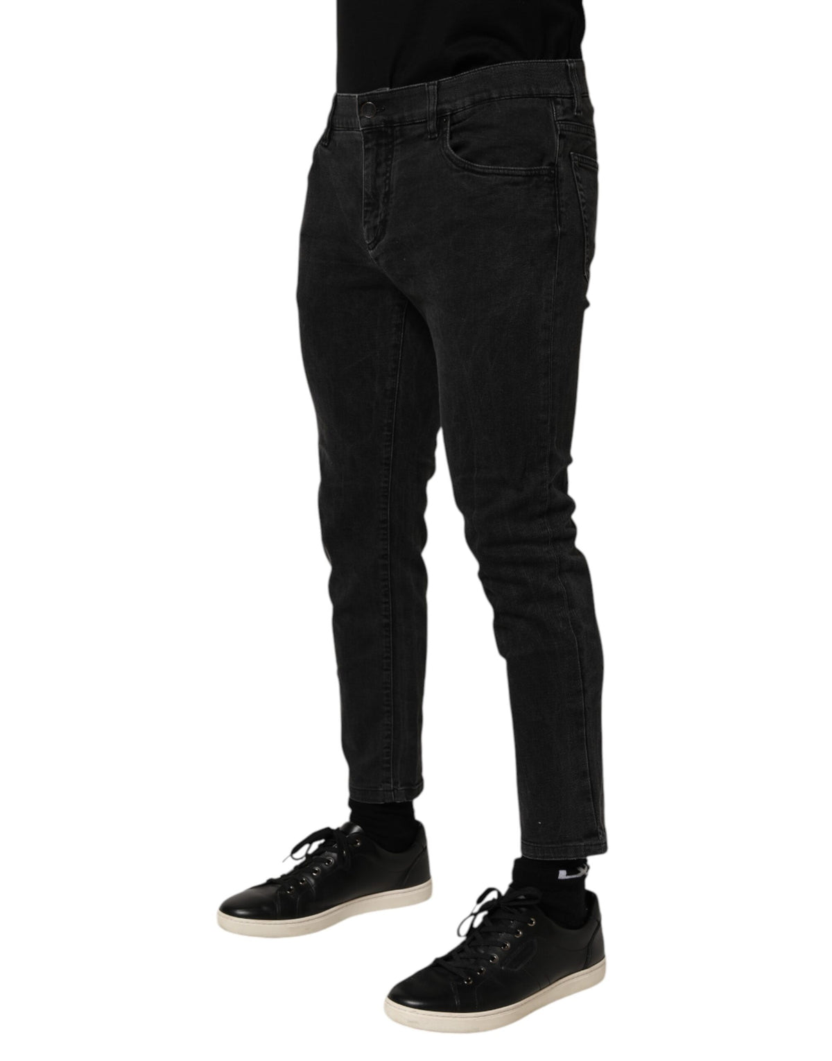 Jean-pantalon en jean extensible en coton gris foncé de Dolce &amp; Gabbana