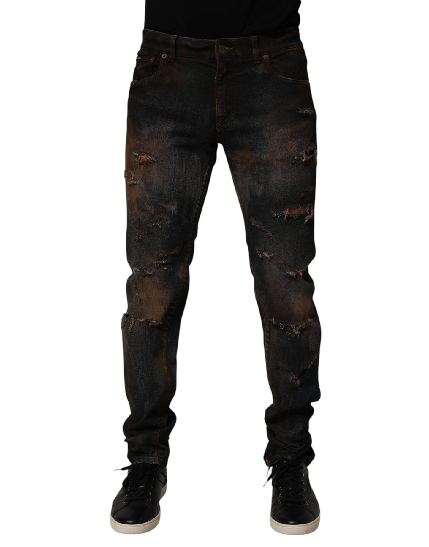 Jean skinny en coton noir délavé pour homme de Dolce &amp; Gabbana