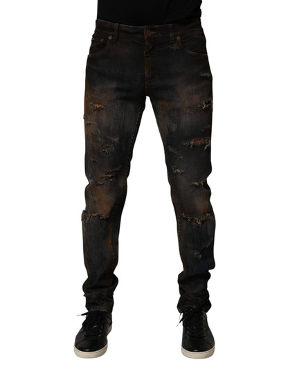 Jean skinny en coton noir délavé pour homme de Dolce &amp; Gabbana