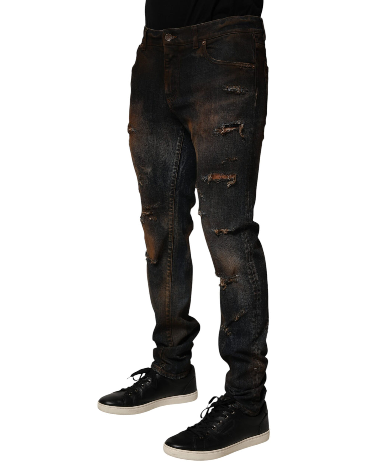 Jean skinny en coton noir délavé pour homme de Dolce &amp; Gabbana