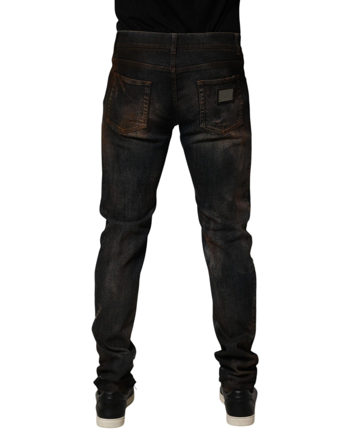 Jean skinny en coton noir délavé pour homme de Dolce &amp; Gabbana
