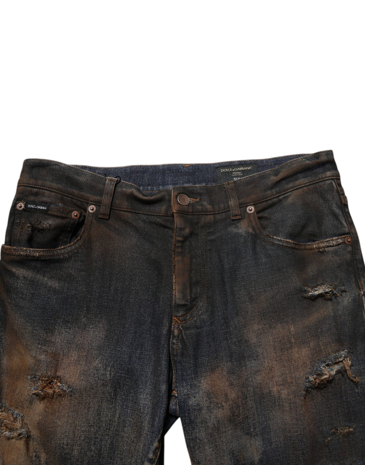 Jean skinny en coton noir délavé pour homme de Dolce &amp; Gabbana