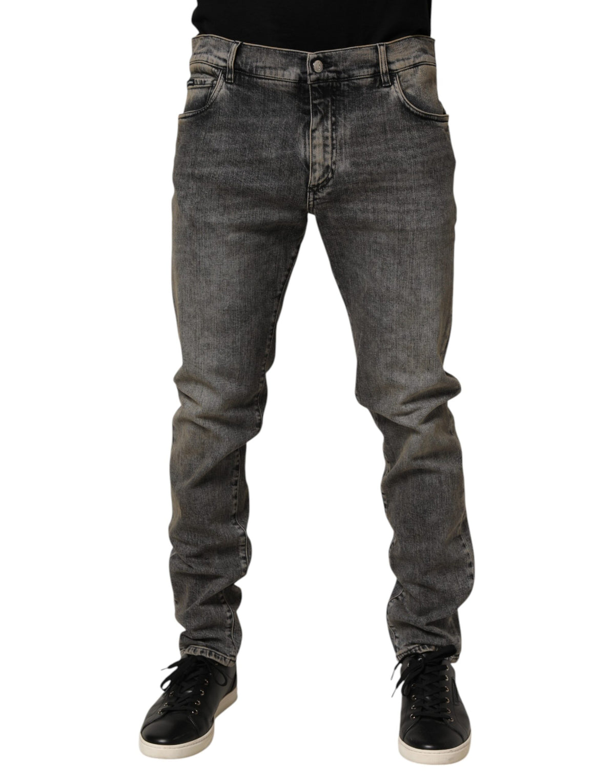 Jeans en coton stretch gris slim fit pour homme de Dolce &amp; Gabbana
