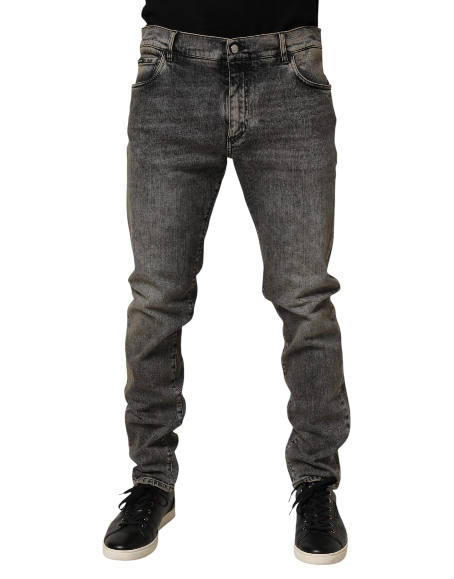 Jeans en coton stretch gris slim fit pour homme de Dolce &amp; Gabbana