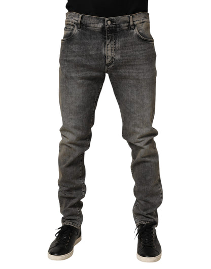 Jeans en coton stretch gris slim fit pour homme de Dolce &amp; Gabbana