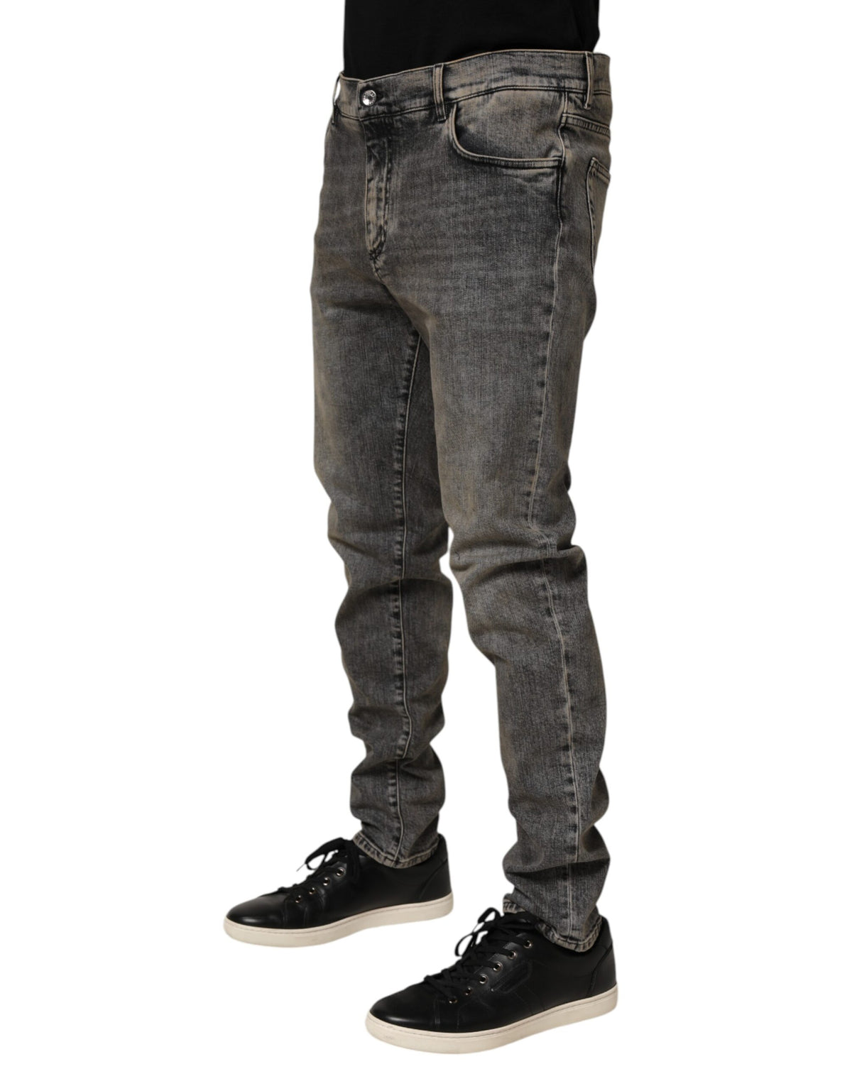 Jeans en coton stretch gris slim fit pour homme de Dolce &amp; Gabbana