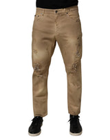 Jean en coton beige usé et ample pour homme de Dolce &amp; Gabbana