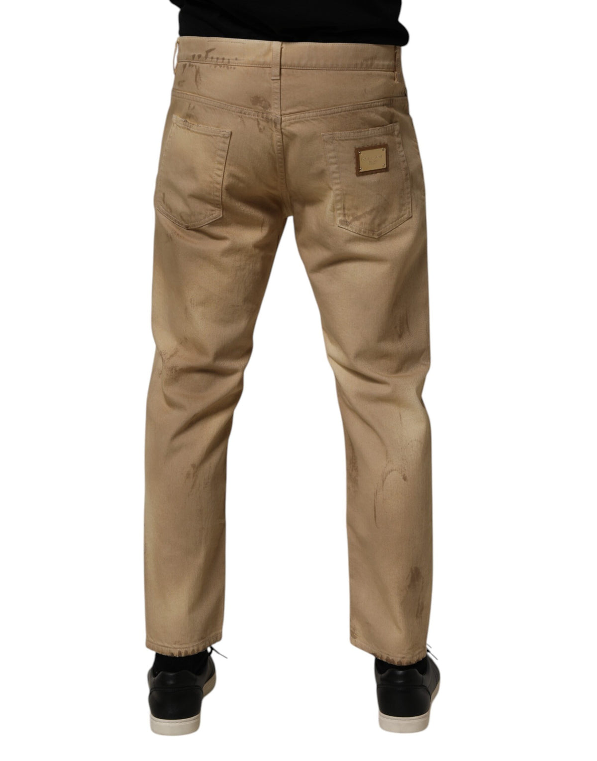 Jean en coton beige usé et ample pour homme de Dolce &amp; Gabbana