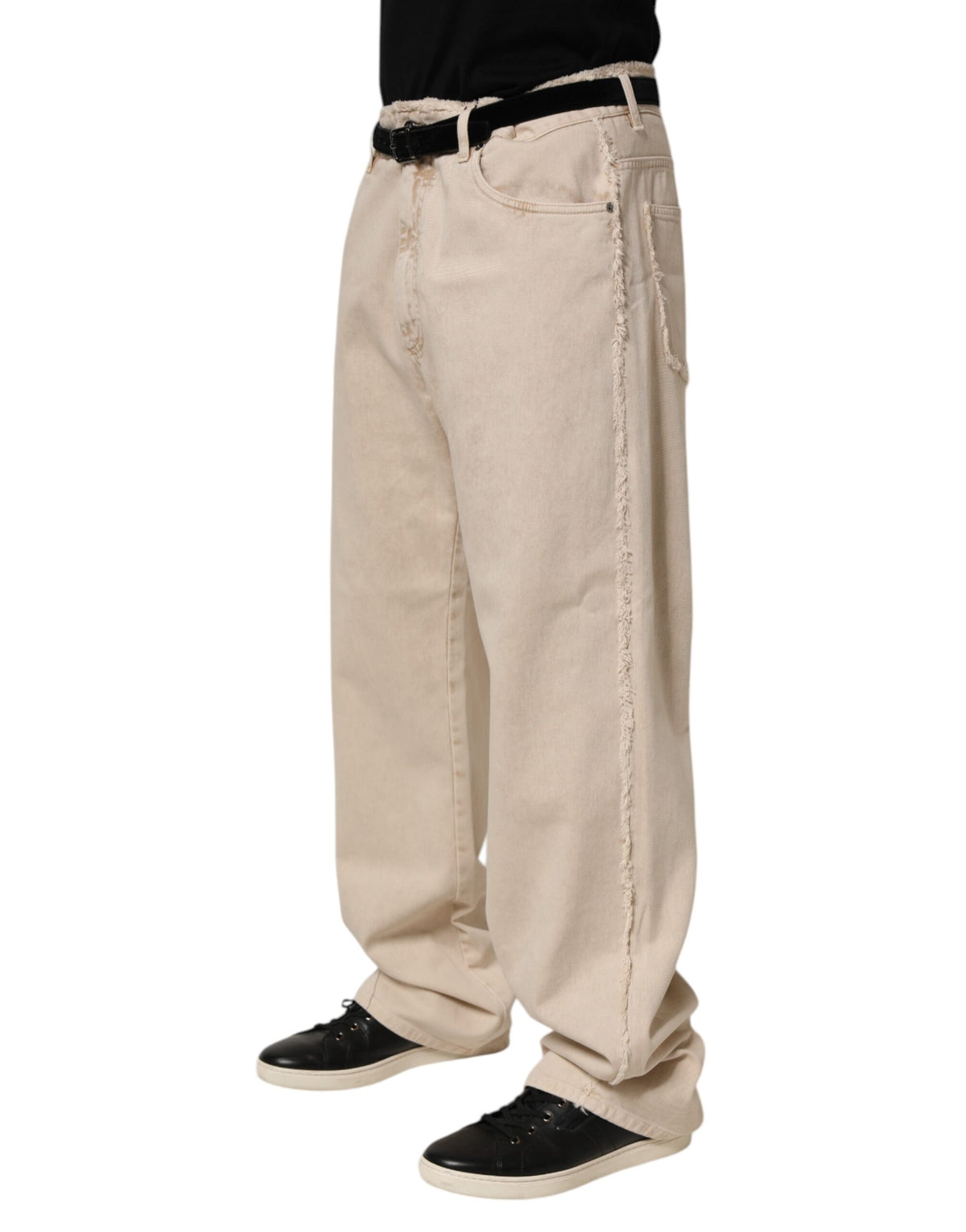 Jean droit en coton beige Dolce &amp; Gabbana