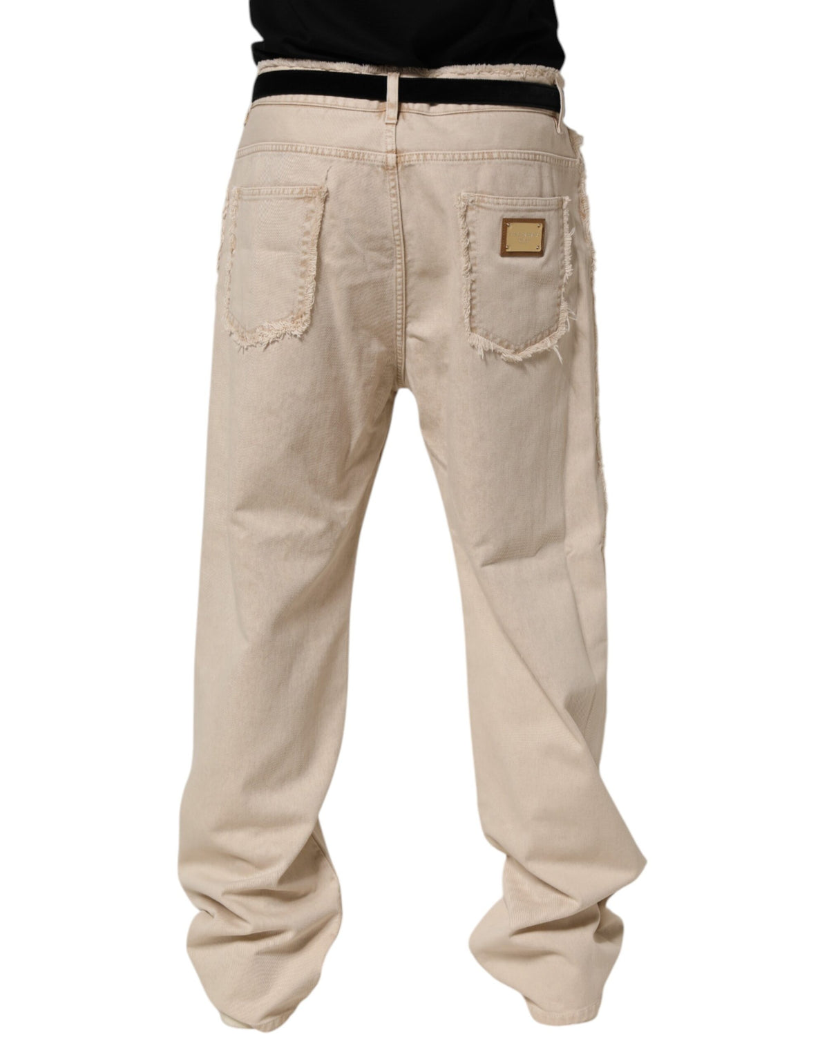 Jean droit en coton beige Dolce &amp; Gabbana