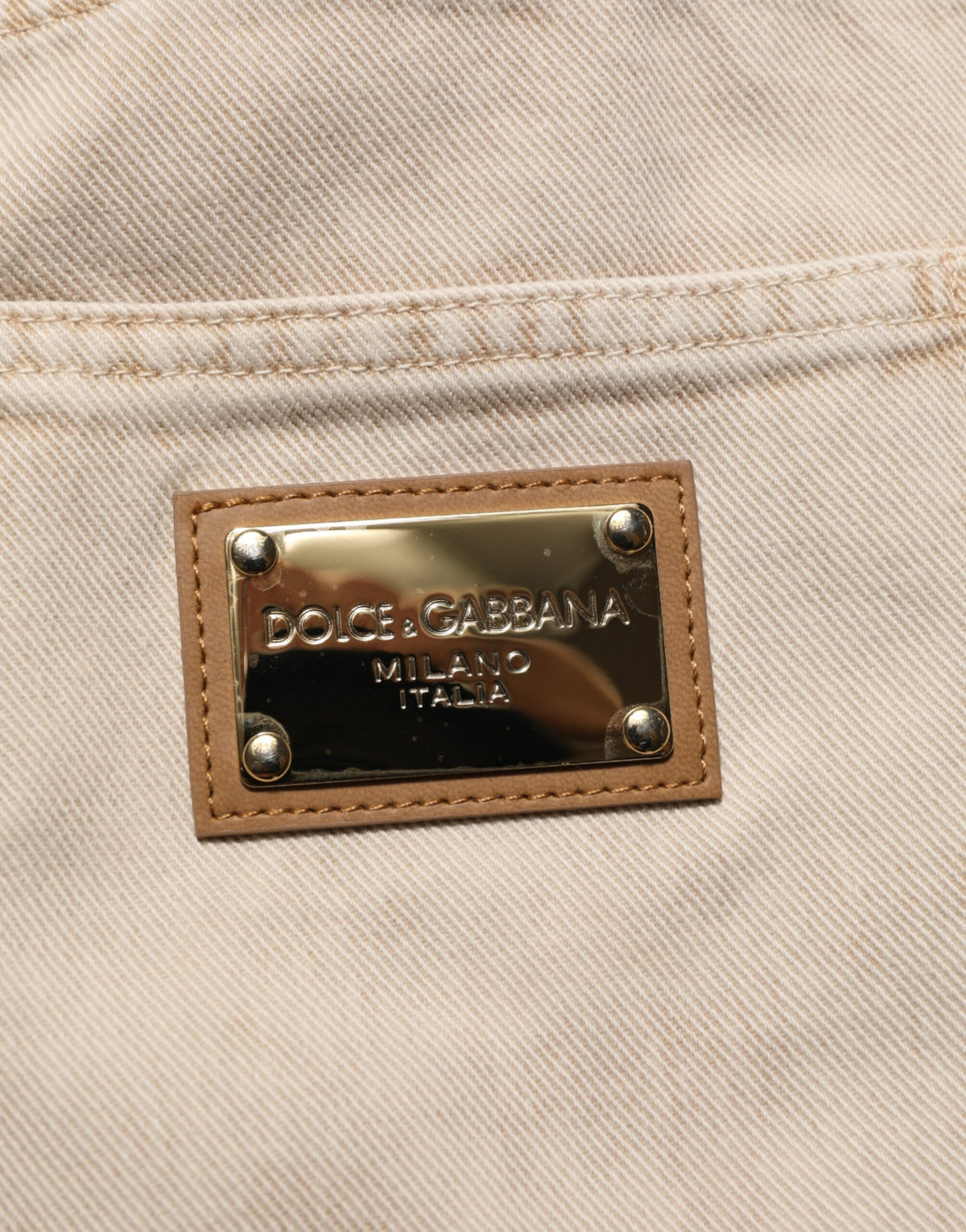 Jean droit en coton beige Dolce &amp; Gabbana