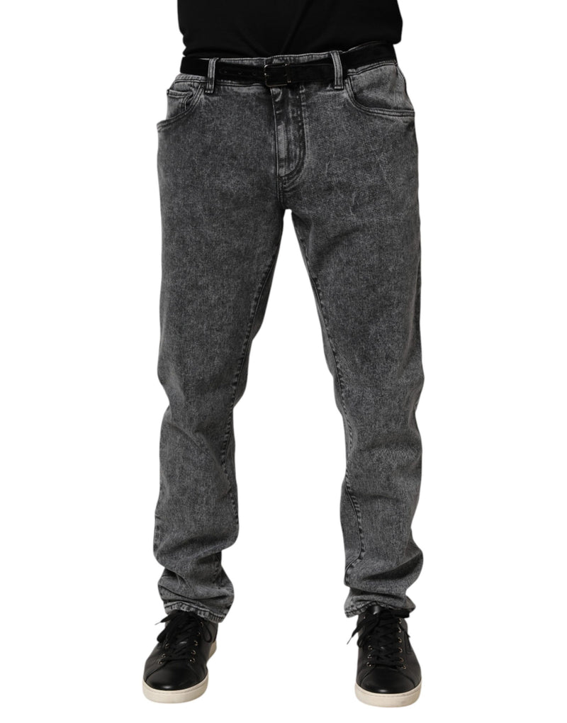 Dolce &amp; Gabbana Grijze Katoenen Slim Fit Denim Broekjeans
