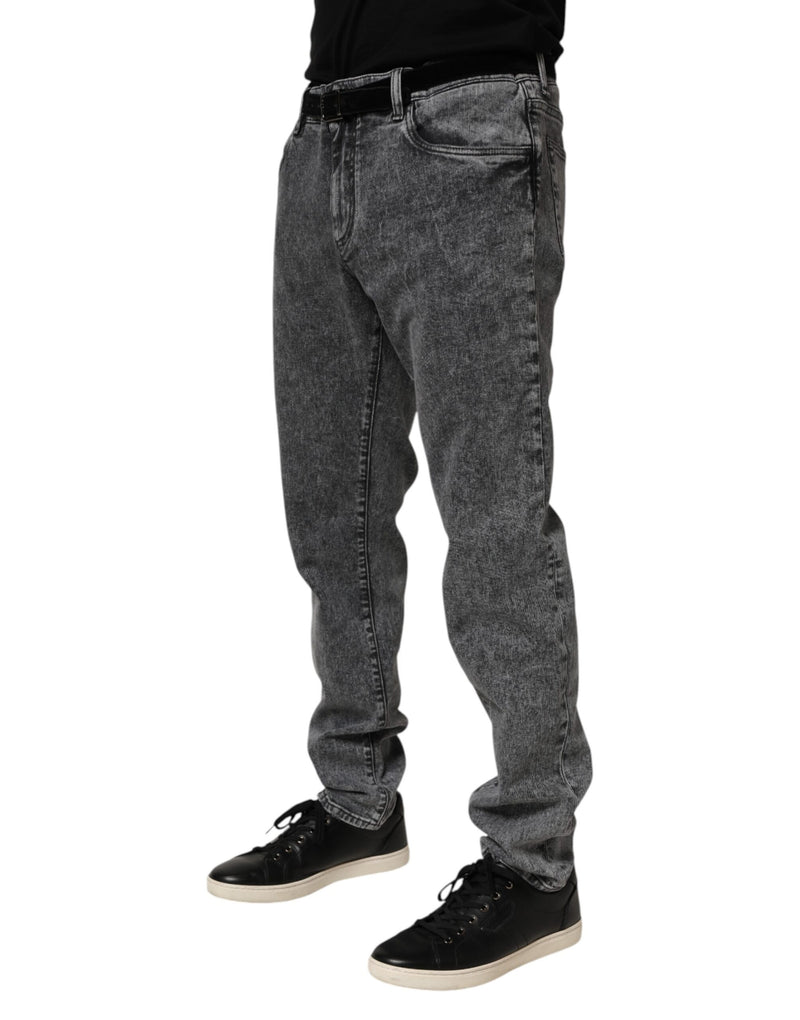 Dolce &amp; Gabbana Grijze Katoenen Slim Fit Denim Broekjeans