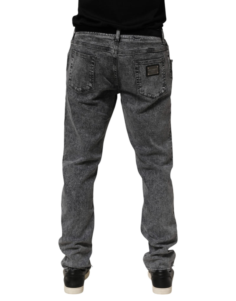 Dolce &amp; Gabbana Grijze Katoenen Slim Fit Denim Broekjeans