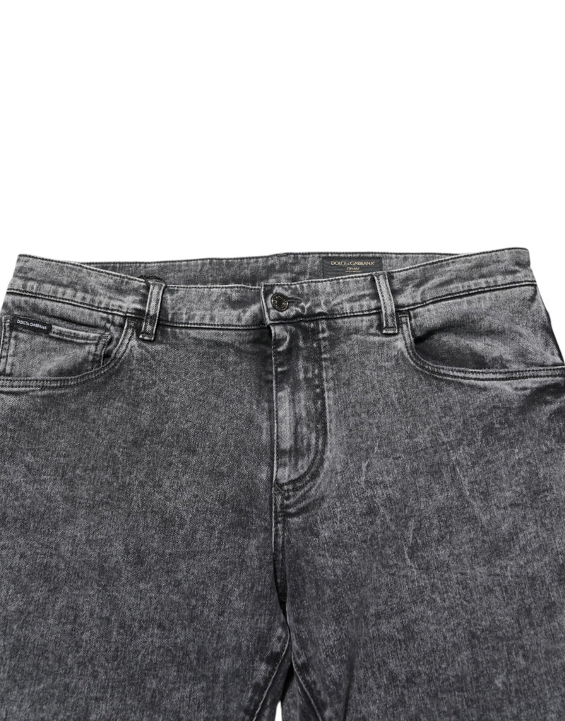 Dolce &amp; Gabbana Grijze Katoenen Slim Fit Denim Broekjeans