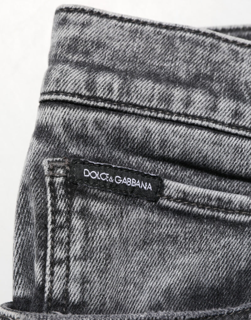 Dolce &amp; Gabbana Grijze Katoenen Slim Fit Denim Broekjeans