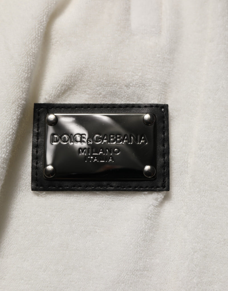 Dolce & Gabbana White Cotton Logo Plaque Men Bermuda Shorts