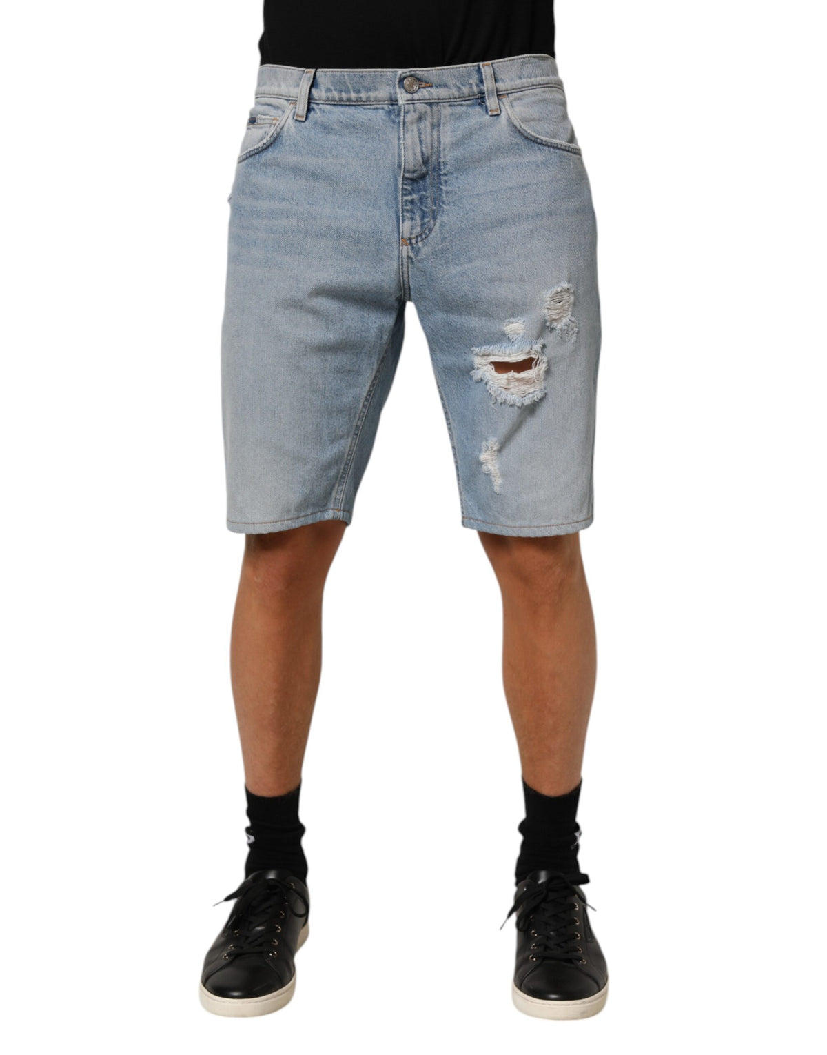 Shorts en jean délavé bleu en coton de Dolce &amp; Gabbana