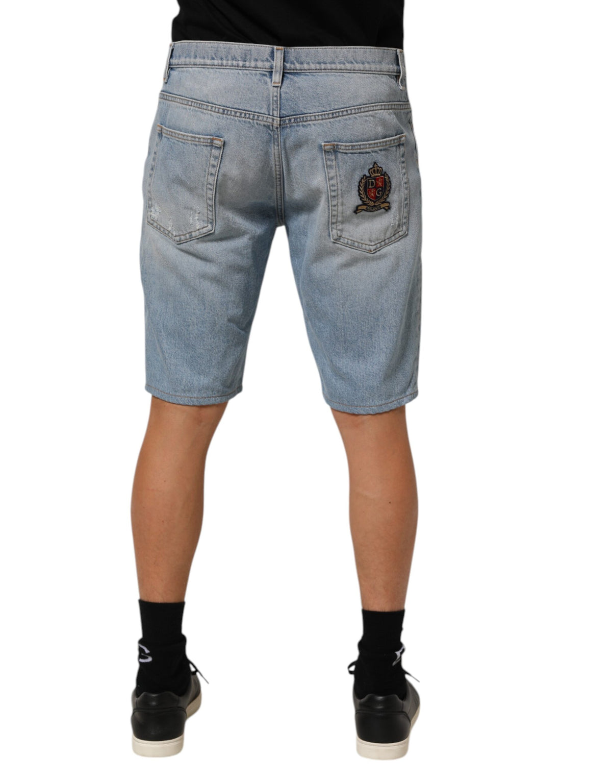 Shorts en jean délavé bleu en coton de Dolce &amp; Gabbana
