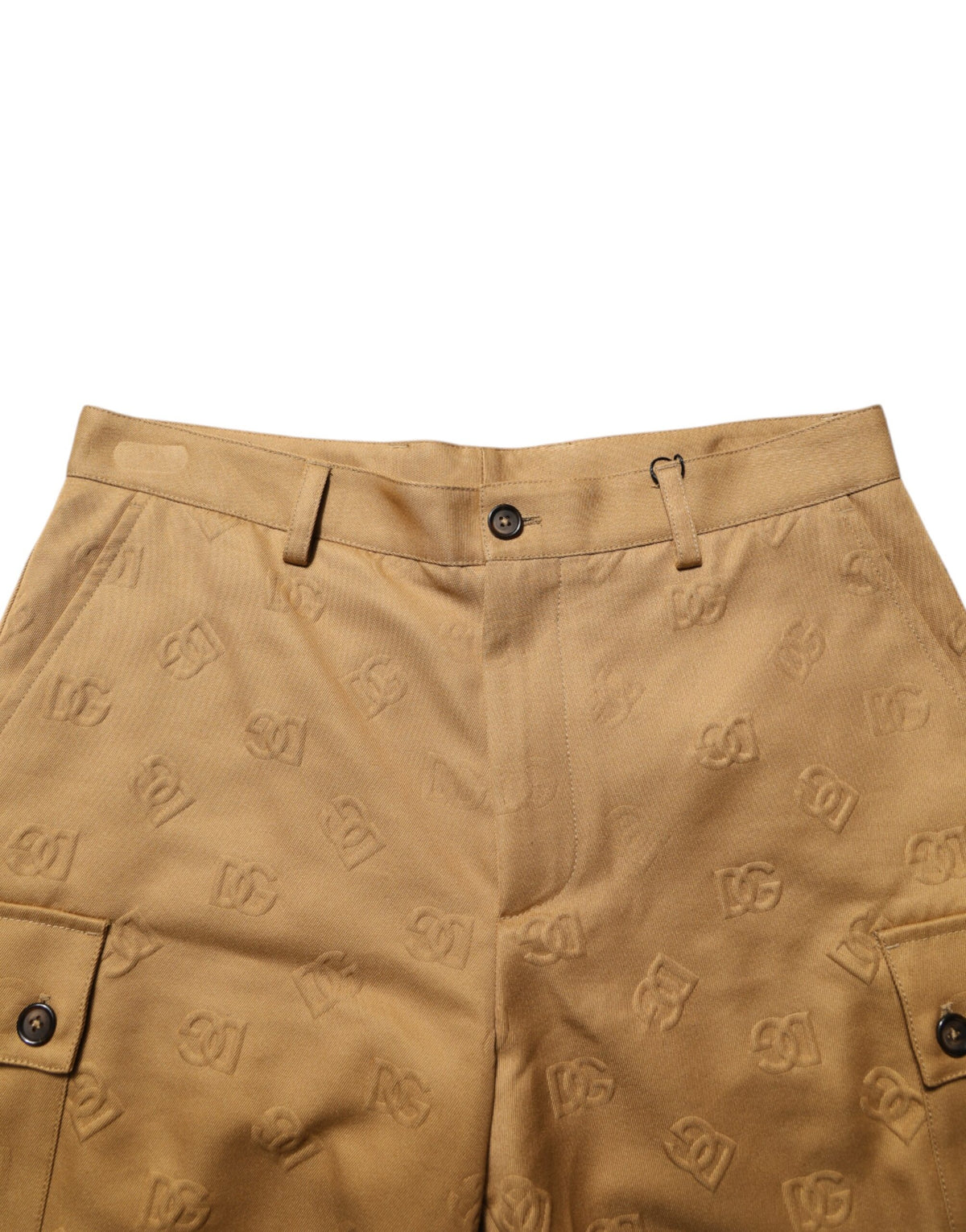 Short cargo Bermuda en coton extensible brun avec logo Dolce &amp; Gabbana