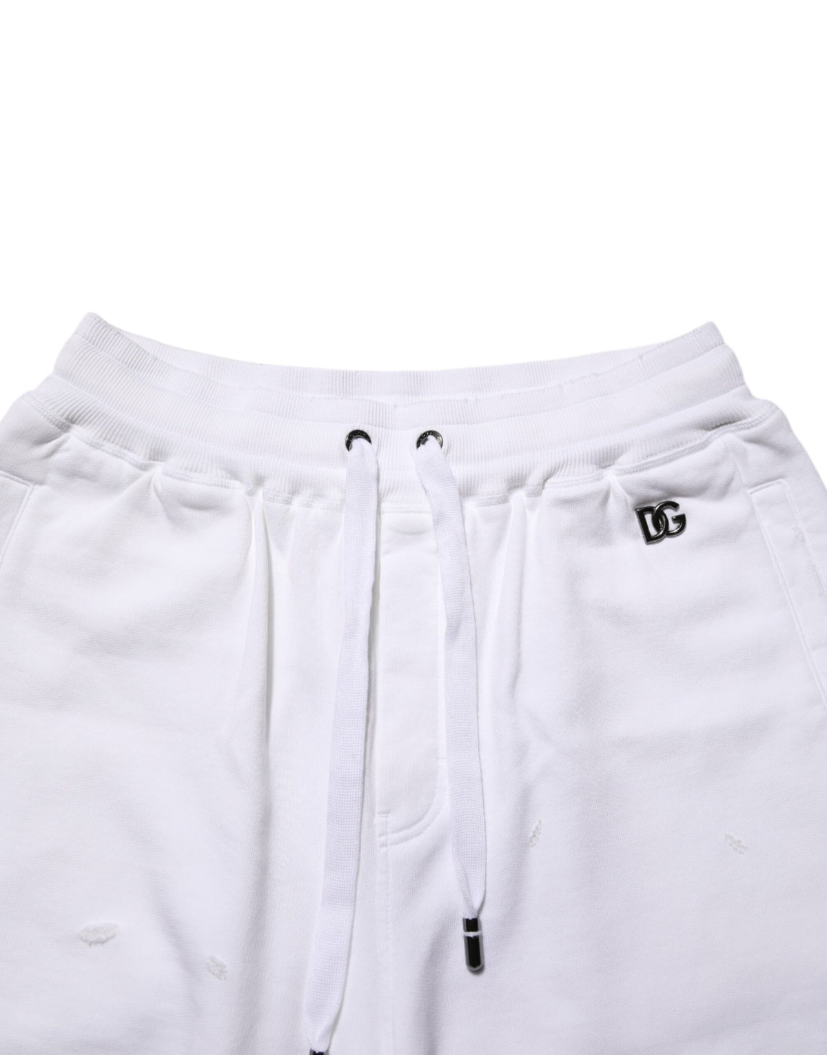 Shorts Bermuda en coton blanc déchiré Dolce &amp; Gabbana