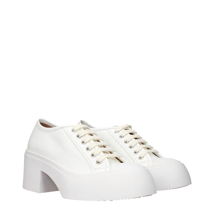 Sneakers à plateforme en cuir blanc de Marni