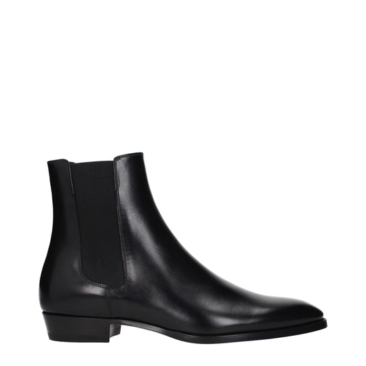 Bottes de cheville en cuir noir de Céline