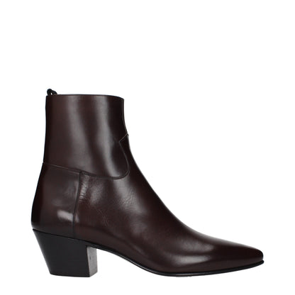 Bottes courtes en cuir rouge de Céline