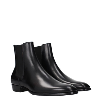 Bottes de cheville en cuir noir de Céline