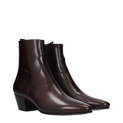 Bottes courtes en cuir rouge de Céline
