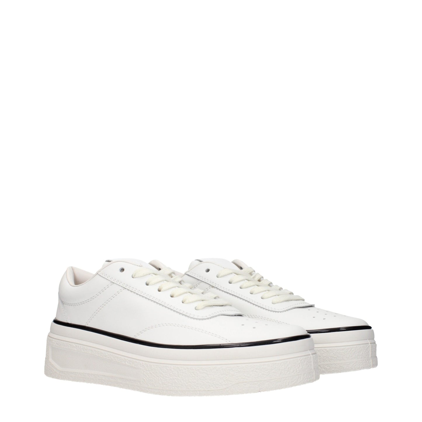 Sneakers à plateforme en cuir blanc de Jil Sander