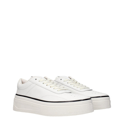 Sneakers à plateforme en cuir blanc de Jil Sander