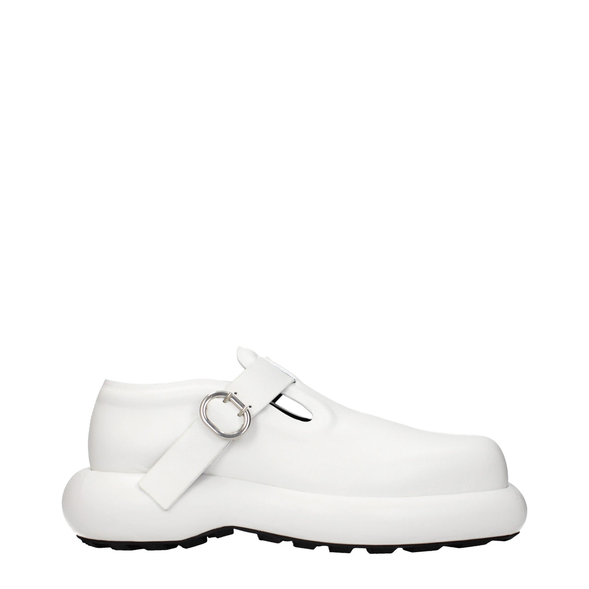 Jil Sander White Leather Slip-On Loafers for Women