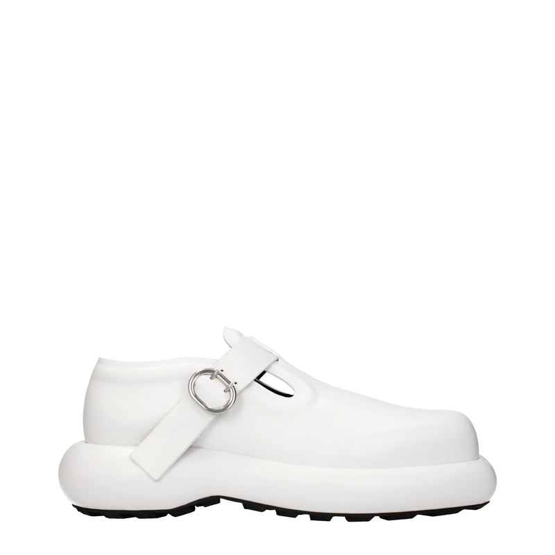 Jil Sander White Leather Slip-On Loafers for Women