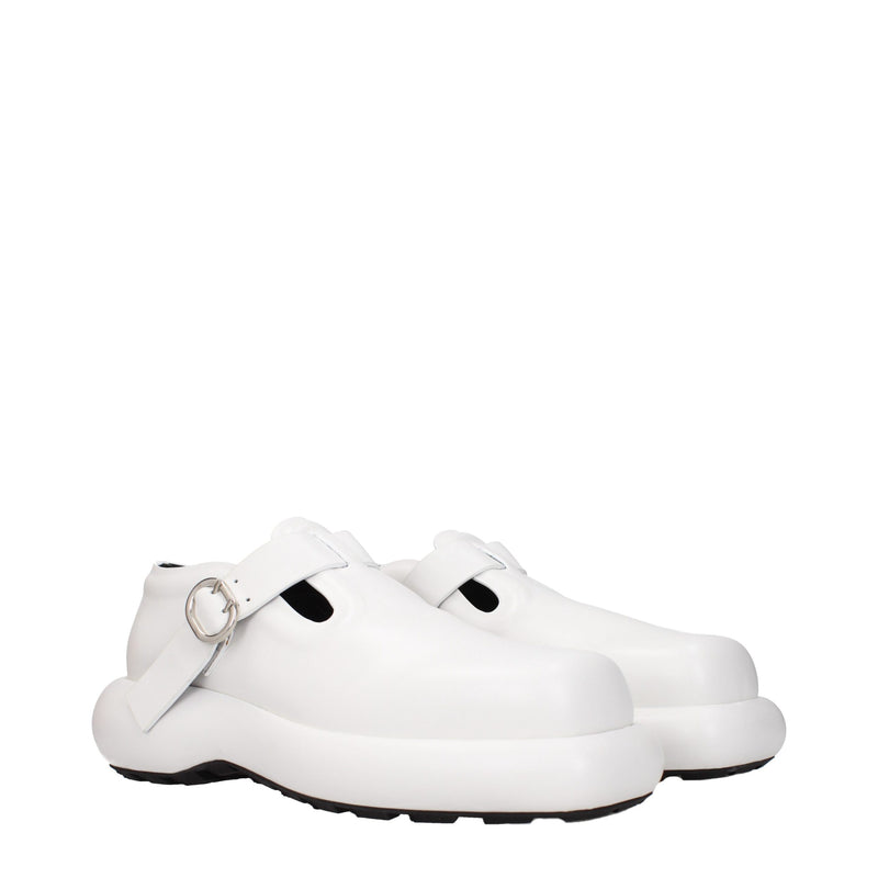 Jil Sander White Leather Slip-On Loafers for Women