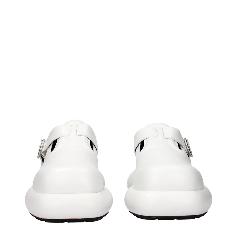 Jil Sander White Leather Slip-On Loafers for Women