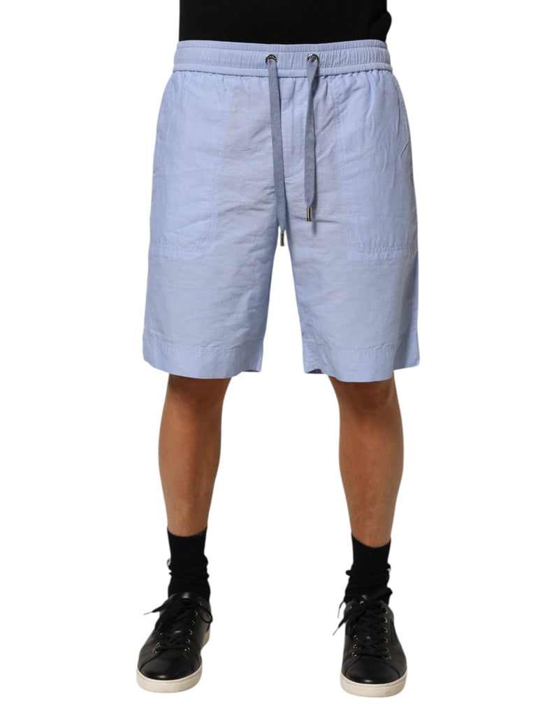Dolce &amp; Gabbana lichtblauwe linnen bermudashorts met middelhoge taille voor heren