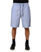 Shorts Bermuda pour homme en lin bleu clair à taille mi-hauteur Dolce &amp; Gabbana