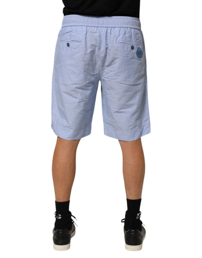 Shorts Bermuda pour homme en lin bleu clair à taille mi-hauteur Dolce &amp; Gabbana