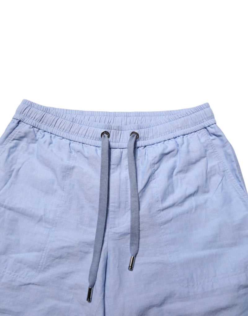 Dolce &amp; Gabbana lichtblauwe linnen bermudashorts met middelhoge taille voor heren
