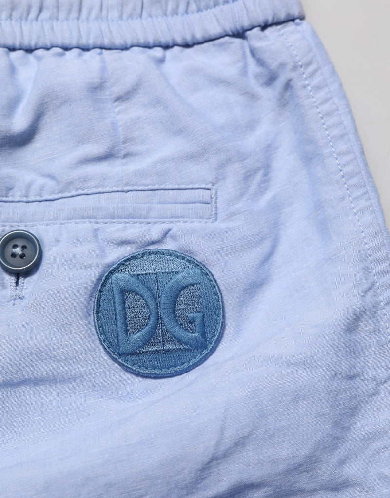 Dolce &amp; Gabbana lichtblauwe linnen bermudashorts met middelhoge taille voor heren