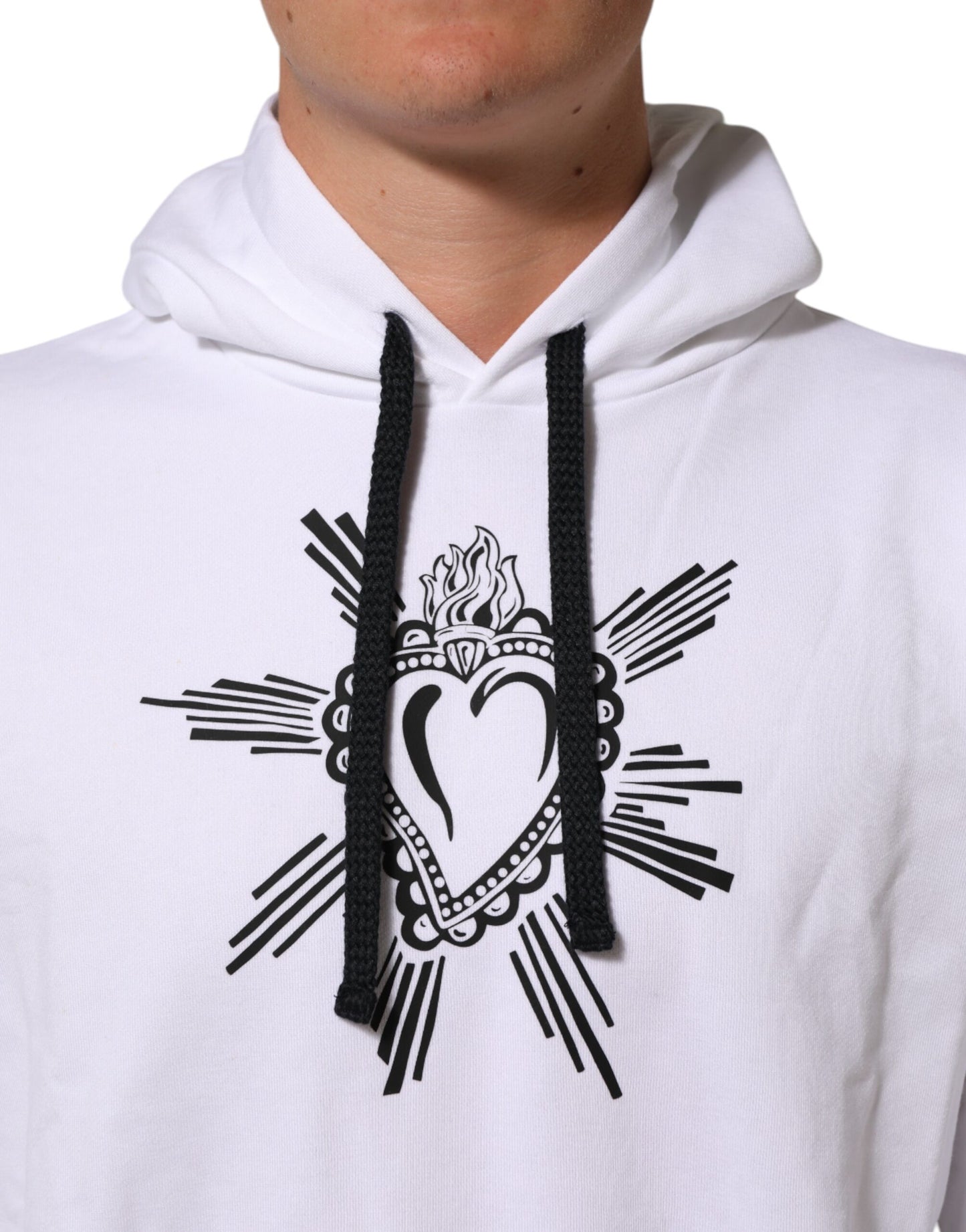 Dolce &amp; Gabbana wit sweatshirt met capuchon en het symbool van het Heilig Hart