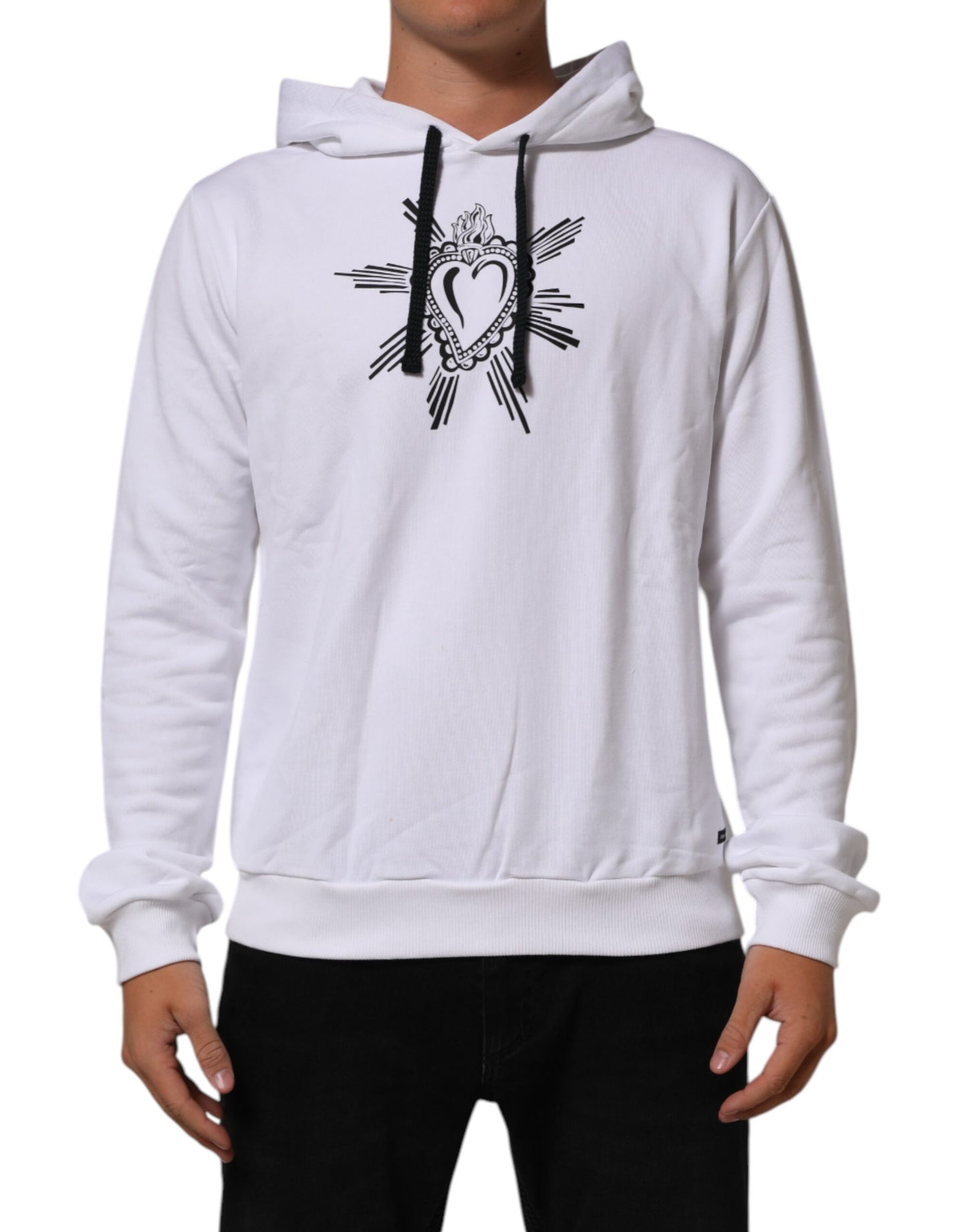 Dolce &amp; Gabbana wit sweatshirt met capuchon en het symbool van het Heilig Hart