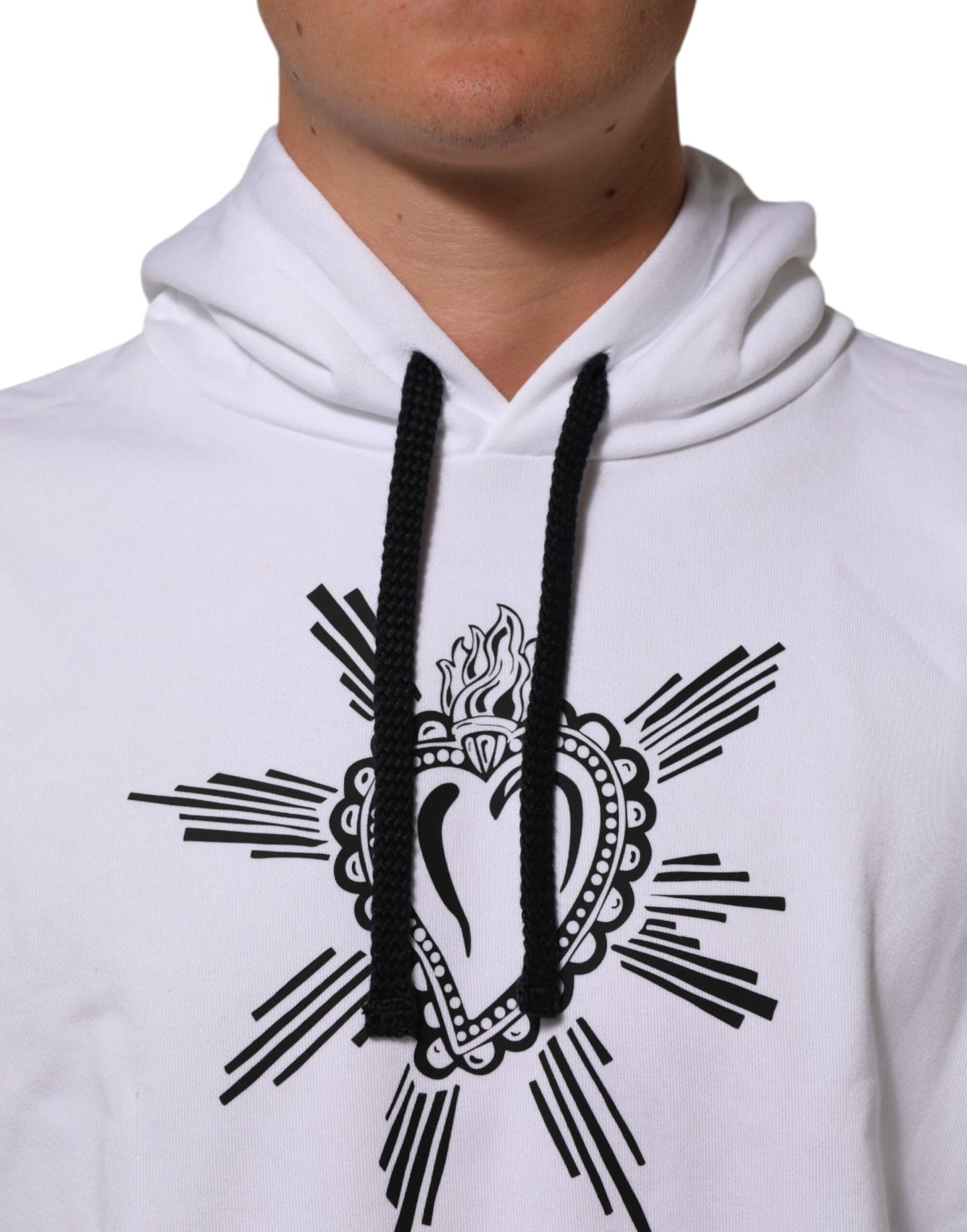 Dolce &amp; Gabbana wit sweatshirt met capuchon en het symbool van het Heilig Hart