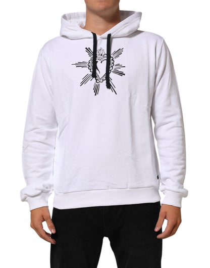Dolce &amp; Gabbana wit sweatshirt met capuchon en het symbool van het Heilig Hart