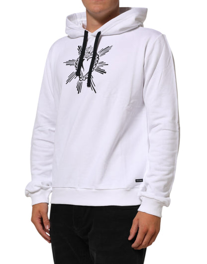 Dolce &amp; Gabbana wit sweatshirt met capuchon en het symbool van het Heilig Hart
