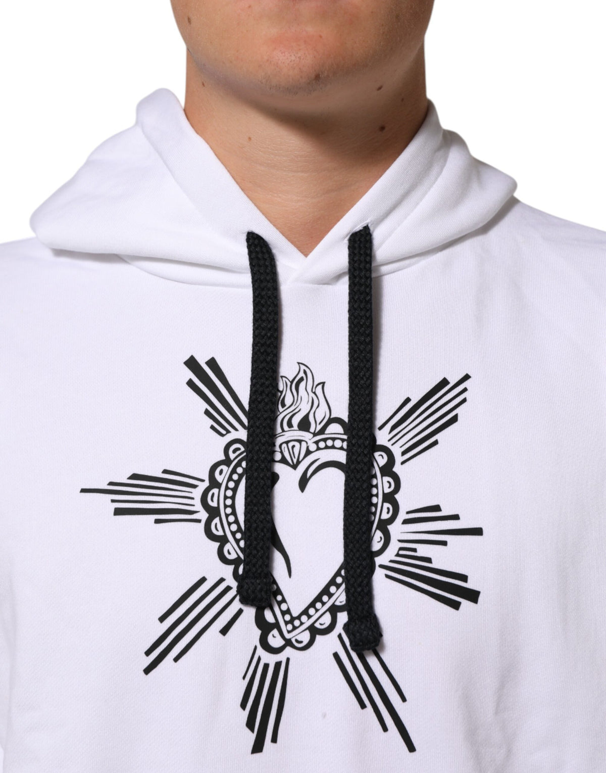 Sweat à capuche blanc à motif Sacré-Cœur de Dolce &amp; Gabbana